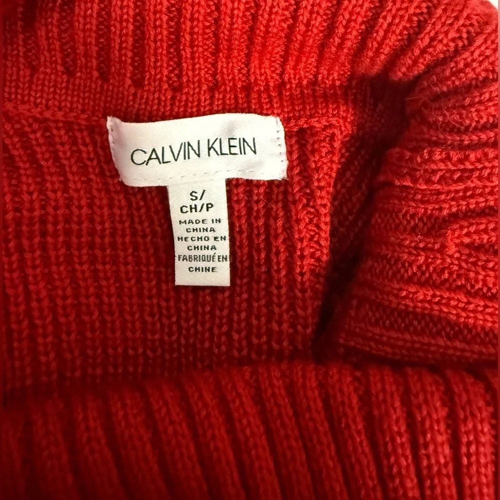 Calvin Klein women’s Red Cowl neck sweater split hem Small Excellent condition